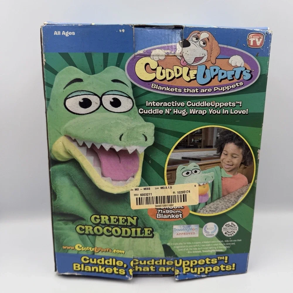 Cuddleuppets Puppet Blanket Alligator Crocodile 28x39 Green Jay @ Play